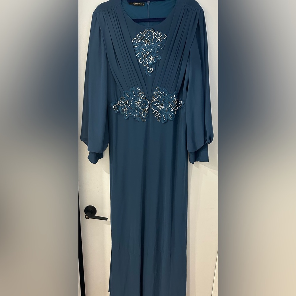 Tealish Blue Turkish Dress- Turkish Size 48
